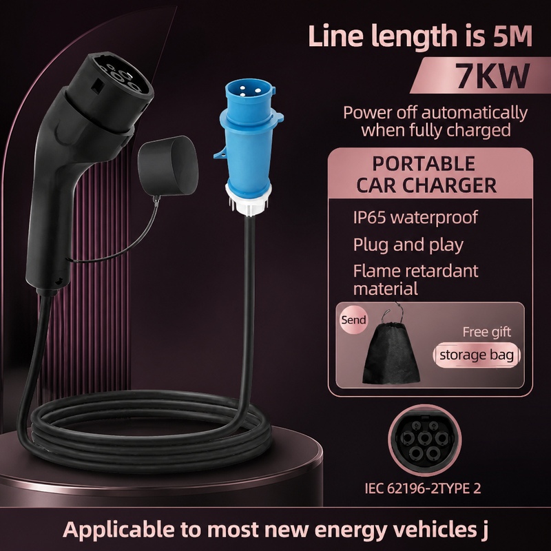 Portable Ev Charger 32A Type 2 Cee Plug - 7KW ROMADA 32A Electric Vehicle Portable