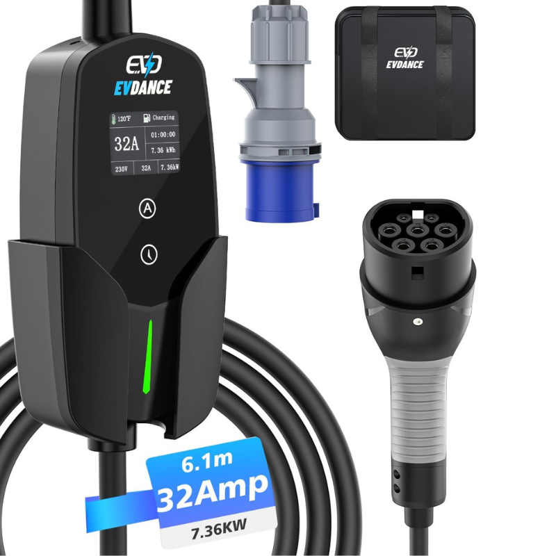 EVDANCE 32A Type 2 EV Charger  - Portable Ev Charger 32A Type 2 Cee Plug review and price