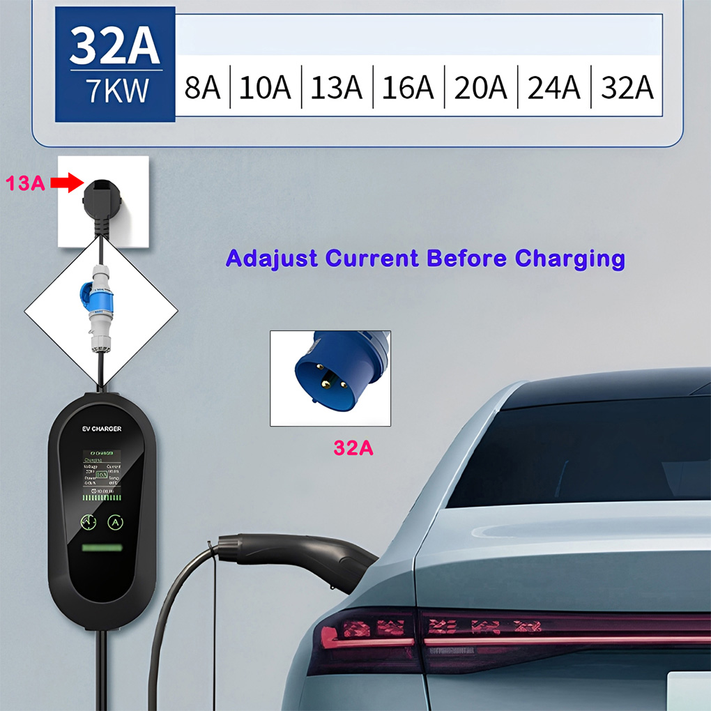 Type2 Portable EV Charger 7KW  - Portable Ev Charger 32A Type 2 Cee Plug review and price