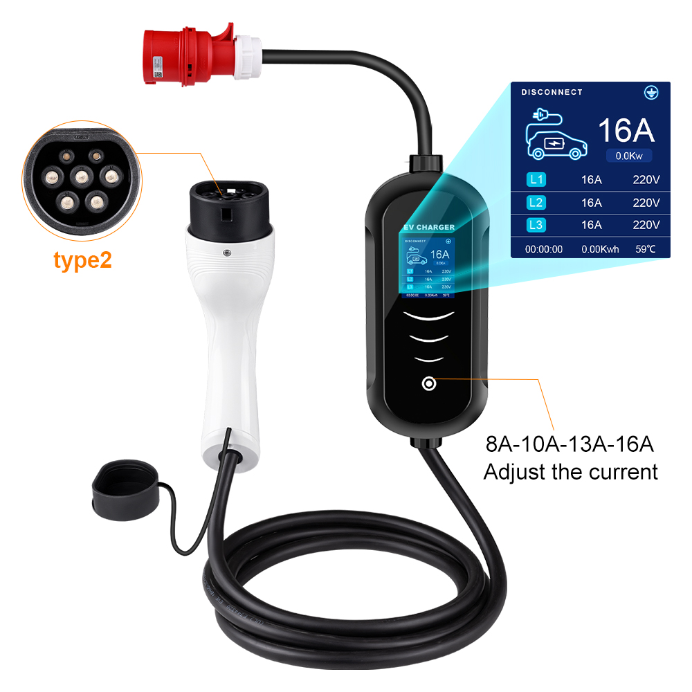 IPENGEN 11KW 16A 3 Phase EV Po - Portable Ev Charger 32A Type 2 Cee Plug review and price