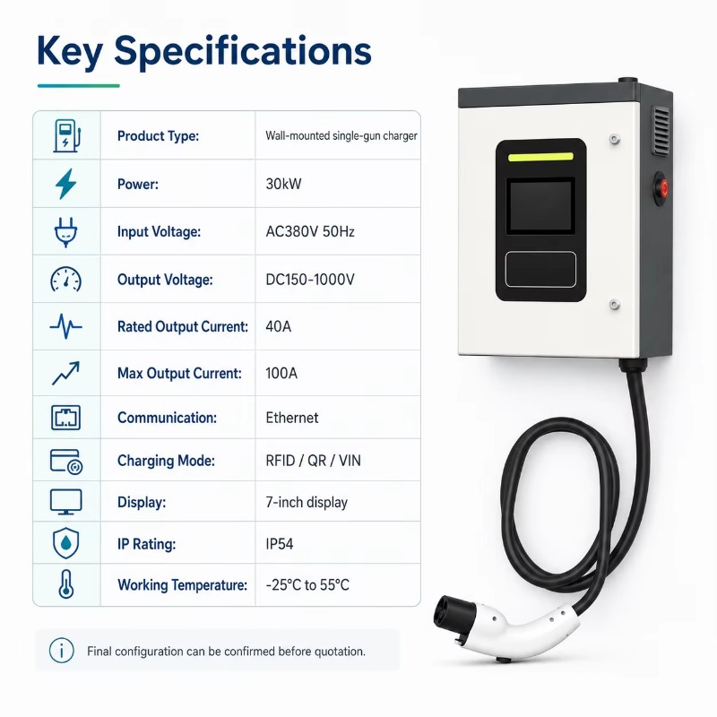 Customized 30kW CCS2 DC Fast E - Dc Fast Charger 30Kw Wallbox Commercial review and price